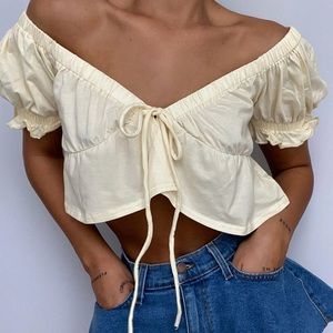 Off shoulder yellow top